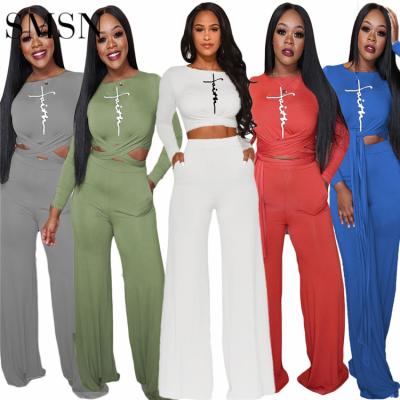 China Spring 2022 Women's Anti-pilling Clothes Casual O Neck Candy Color Women's Tracksuits 2 Piece Set for sale