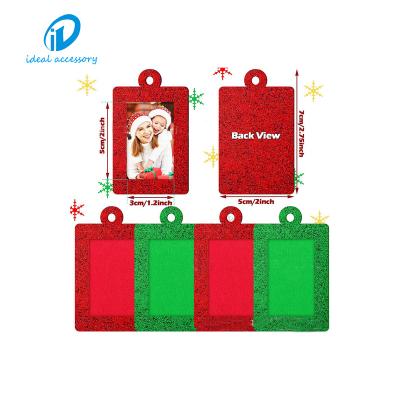 China Wholesale 2022 Photo Frame Family Tree Holiday Picture Christmas Decoration Mini Glitter Hanging Photo Frames for sale