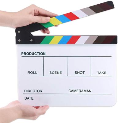 China For Photo Studio Equipment Film Shooting 25 x 30 cm - 1/5.08 cm X 27.94 cm X 27.94 cm X 27.94 Erase TV Director Motion Picture Shingle Film Acrylic Dry Clapper Board with Colored Sticks for sale