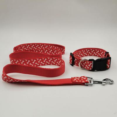 China Custom Reflective High Quality Nylon Chain Rope Dog Pet Collar Leash Set for sale