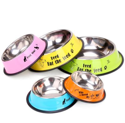 China Sustainable Wholesale Durable Pet Feeding Bowls Non-Slip Stainless Steel Dog Bowl for sale