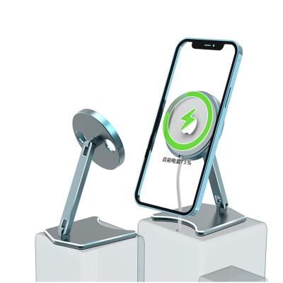 China New Adjustable Wireless Charger Stand For iPhone 12 Pro Desktop Dock Aluminum Stand 180 Rotation Fit for sale