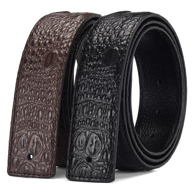 China Cowhide Double Layers Whip Leather Belt Men Fashion With Automatic Buckle Crocodile Pattern for sale