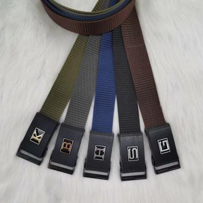 China Durable Outdoor Tactical Breathable Military Waist Nylon Canvas Cloth Web Army Belt With Plastic Buckle for sale