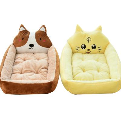 China Travel Amazon Hot Sale Plush Soft Waterproof Pets Bed High Quality Luxury Dog Cat Cartoon Sofa for sale