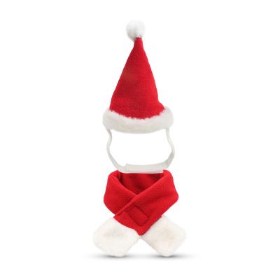 China Sustainable Supplies Factory Direct Christmas Pet Hat Custom Plush Pets Scarf For Puppy Cat for sale