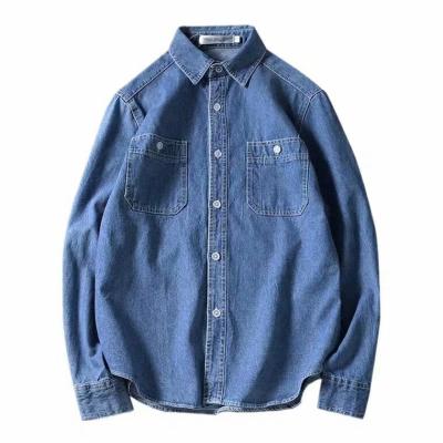 China Autumn Casual Loose Blouse Welder's large size shirt Japanese retro denim men's anti-pilling long-sleeved shirt for sale