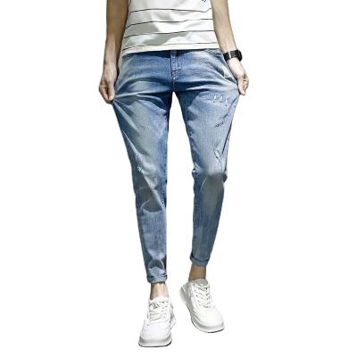 China OEM Wholesale High Quality Waterproof Thin Stretch Denim Slim Fit Pants Men's Panties Ripped Jeans for sale