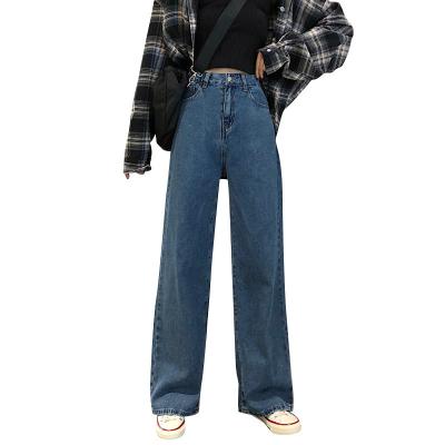 China Breathable Korean High Waist Washing Multifunctional Wide Leg Student Floor Pants Jeans for sale