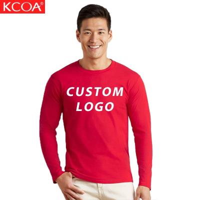 China Stocked 180gsm Fast Shipping Anti Shrink Round Neck Oversized Casual Cotton Long Sleeve T-Shirt For Men for sale