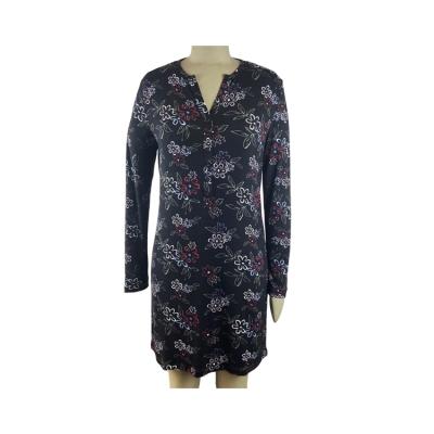 China Anti-wrinkle hot spring and all-over autumn long-sleeved loose ladies on printed nightgowns dress for sale