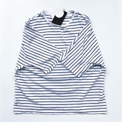 China New Casual Wholesale Women Smooth Striped T-shirt for sale