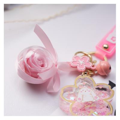 China 2021 Hot Selling Cute Preserved Rose Key Chain For Days Special Gift With 2-3cm Preserved Roses Key Chain for sale