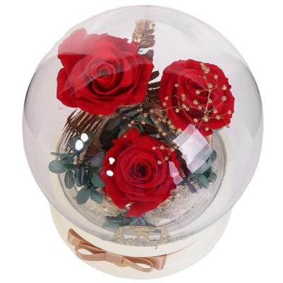 China Glass Bluetooth Speaker Dome Bluetooth Music Speaker Natural Fresh Preserved Roses for sale