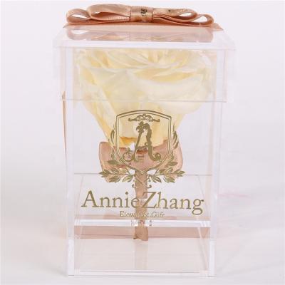 China With Light Forever Rose Romantic Preserved USA Roses Flower Acrylic Box 1 Hole for sale