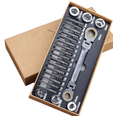 China Multifunctional Ratcheting Screwdriver Socket Wrench Set Metric Box End Wrench With Adapter Socket Screwdriver for sale