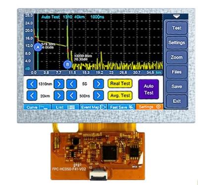 China 300cd/M2 Pantalla LCD táctil de 5 pulgadas Paneles TFT LCD con interfaz SPI de 12 pines en venta