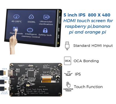 China 800x480 Resolutie 5 inch HDMI-scherm voor Raspberry Pi Te koop