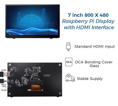 중국 7인치 HDMI LCD 디스플레이 800*480 해상도 마이크로 USB 인터페이스 판매용