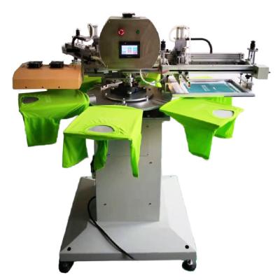 China T-shirt printing silk screen printer for t-shirt/bags, screen printing macine for for t-shirts bags with drying stations and rotary worktables for sale