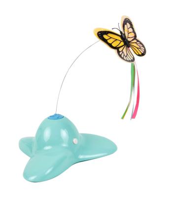 China Sustainable Pet Products Electric Clockwise Circles Rotating Bouncing Butterfly Swing Motion Cat Toy for sale