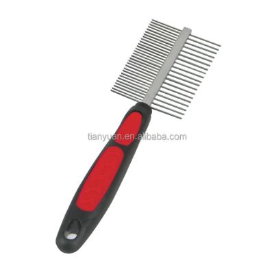 China Sustainable Double Sided Dog Rake Comb Pet Grooming Brush With PP Handle for sale