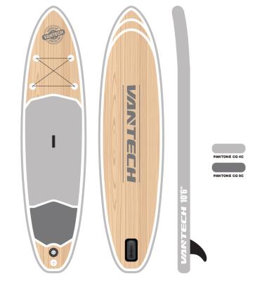 China Custom Logo Inflatable Men 12' 6 Panel SUP Style Wood Paddling Board With Adjustable Aluminum Or Carbon Paddle for sale