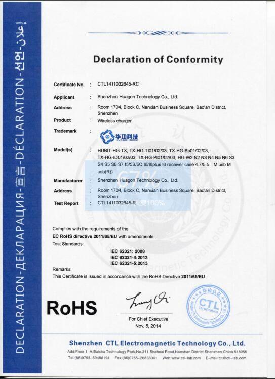 RoHS - Shenzhen Huagon Technology Co., Ltd.