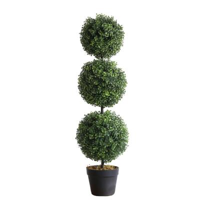 China Artificial triple ball boxwood plant topiary plant in topiary pot furniture decorationTriple plastic ball boxwood for sale