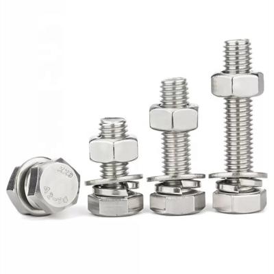 China 304 Stainless Steel Manufacturer Wholesale Grade 6.8 Stainless Steel 304 Flat Hex Head Bolt and Nut M3M4M5M6M8M10M12M14M16M18M20 for sale