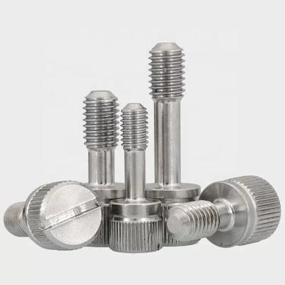 China Flat 304 Stainless Steel M2 M2.5 M3 M4 M5 M6 M8 M10 M12 With Groove Knurled Head Captive Spring Panel Screws for sale