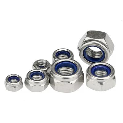 China Heavy Industry 304/201/316 DIN985 Stainless Steel Hexagon With Nylon Insert Lock Nuts M3M4M5M6M8M10M16 for sale