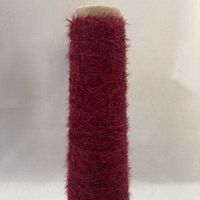 China By Unique Beautiful Cheap Acrylic Mink Fur Yarn For Knitting Imitated By 1.3 Fancy Yarn Black And Red Dyed for sale