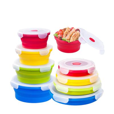 China 100% Freshness Retention Food Grade Eco Friendly Collapsible Silicone Collapsible Tiffin Lunch Box for sale