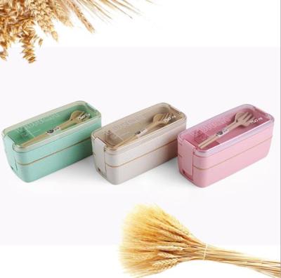 China 100% Food Grade Material Multifunctional Wheat Straw Leakproof Bento Lunch Box Eco Friendly Lunch Boxes For Kids for sale