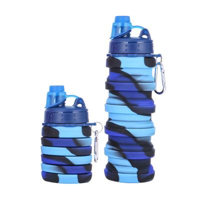 China Viable Large Capacity Portable Telescopic Outdoor Travel Squeeze Silicone Water Cup Collapsible Bottle for sale