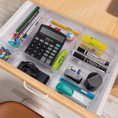 China Kitchen Bathroom Stocked Desk Customize Layout Storage Container Box Drawer Plastic Organizer for sale