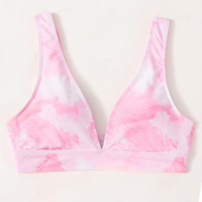 China 2022 breathable hot sale swimwear tops swimwear optional top fashion pink tie-dyed design of swimwear tops low price lingerie for sale