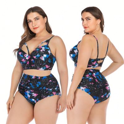 Cina Wholesale Viable Summer Floral Print Women Swimsuit Plus Size Bikini Beachwear Dresses Women Two Piece Swimwear in vendita