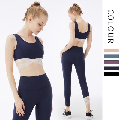 China 2021 Hot Sale Anti-Static 2 Pieces Gym Yoga Pants Sport High Waisted Workout Fitness Set for sale