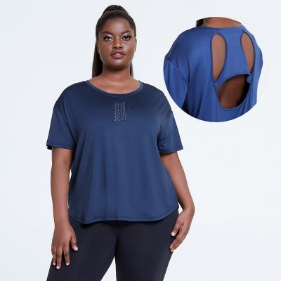 China Plus Size Running Yoga T-shirt Women Breathable Fitness Shirts Gym Sportswear Workout Quick Dry Breathable Back Clothes à venda