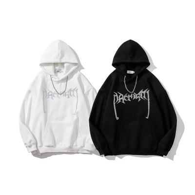 中国 Fashion Design Men's Rhinestone Hoodies Anti-Wrinkle Mask Cotton Hooded Sweatshirt Vintage Style Custom Oversized Sweat Sportswear 販売のため