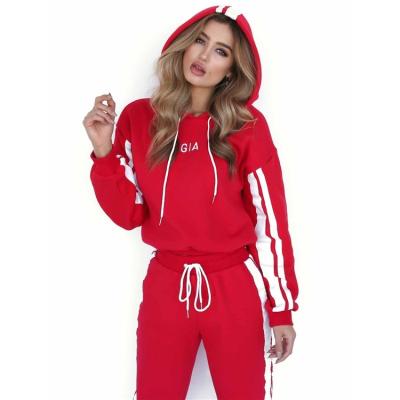 China Anti-pilling Custom Logo Hoodie Cotton Jogging Sweatshirt Suits Letter Printed Tracksuit 2 Piece Set Women Sport Wear Fleece Embroidered Zipper-up for sale