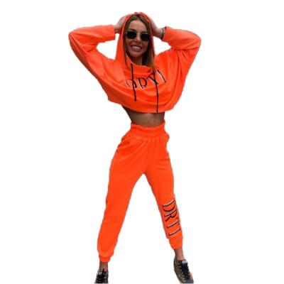 China Wholesale Custom Made Women Breathable Two Piece Logo Hoodie and Sweatshirt Crop Sweatsuit 2 Piece Sets for sale