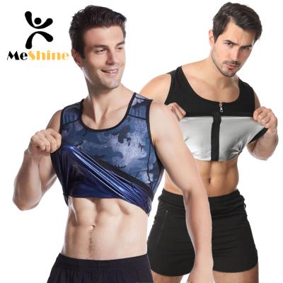 China Antibacterial Men's Neoprene Sauna Hot Sweat Fits Gym Zipper Tank Top For Lost Weight Workout Slim Fitness Vest for sale