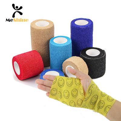 China Wholesale Bulk Custom Unisex Veterinary Self Adhesive Wrap Cohesive Elastic Bandage Woven By Logo Printing Medical Supplies Non Easy Tear for sale