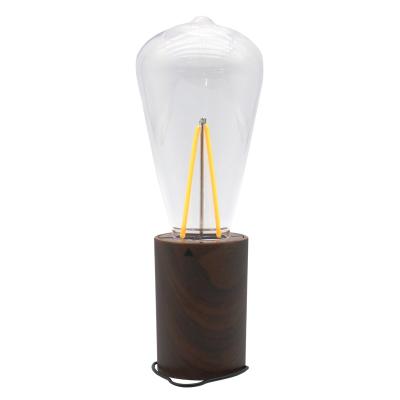 China ABS 18500 Rechargeable Battery Table Lamp For Apartment And Residential Warm White Wooden Bulb Shaped for sale