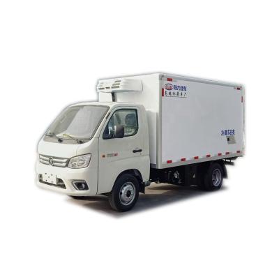 China Fiberglass Reinforce Foton Gasoline Refrigerated Truck 1ton Mini Box 2ton Food Truck Refrigerator Freezer Truck Price for sale