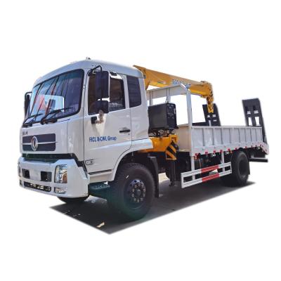 China TRUCK CRANE Dongfeng RHD Straight Telescopic Boom 6.3Ton Flatbed Truck Mounted Crane 6.3ton Flatbed Crane Truck With Ladder for sale