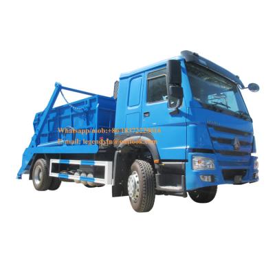 China Hotels Sinotruk HOWO 4x2 266HP 10tons Swing Arm 12 Tons Skip Loader Garbage Truck for sale